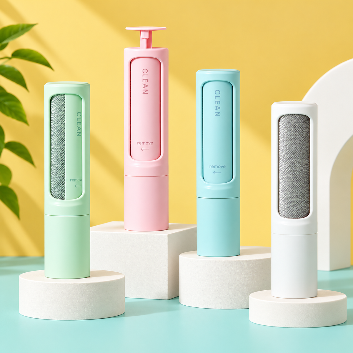 Pioneer Picks reusable pet hair remover in green, pink, blue and white